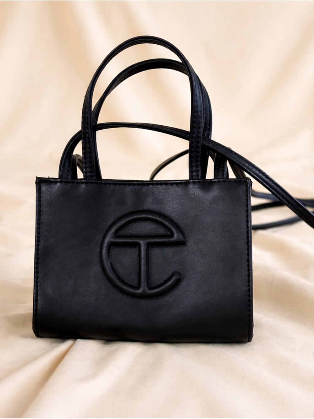 Small Telfar Black Embossed Logo Mini Bag - Dust Bag Included